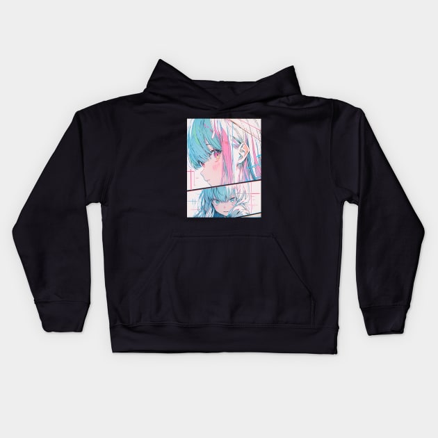 Shy Anime Girl Kids Hoodie by Klover